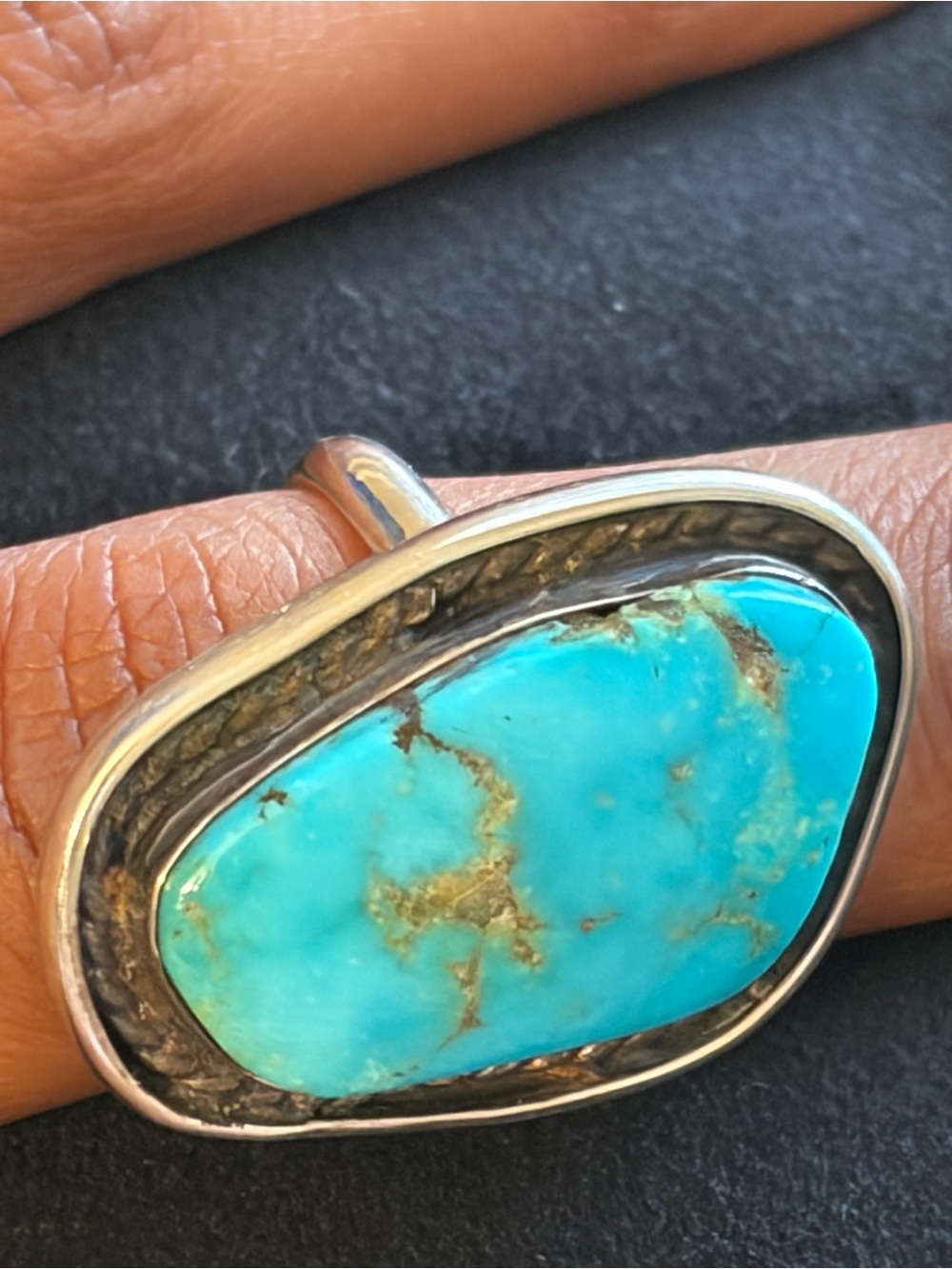 Sterling Silver Natural Turquoise Ring Size 4